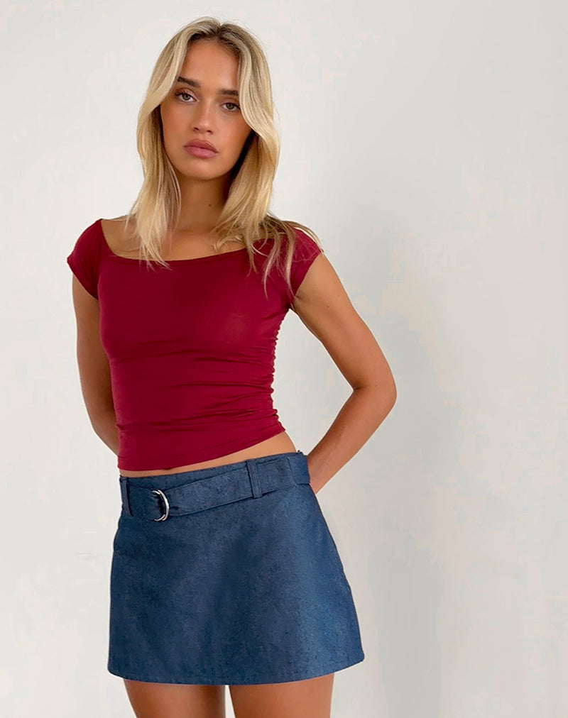 Jupe ceinturée Marine, Denim Chambray Indigo