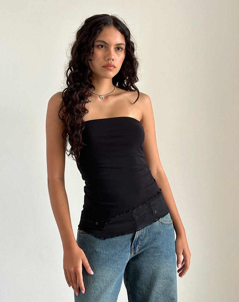 Image de Marissa Longline Asymmetrical Tube Top in Black