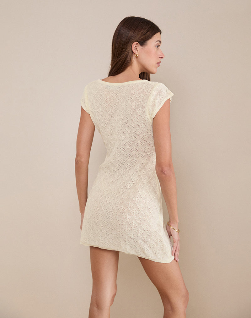 Image de la Mini robe Mariza en Pointelle Ivoire