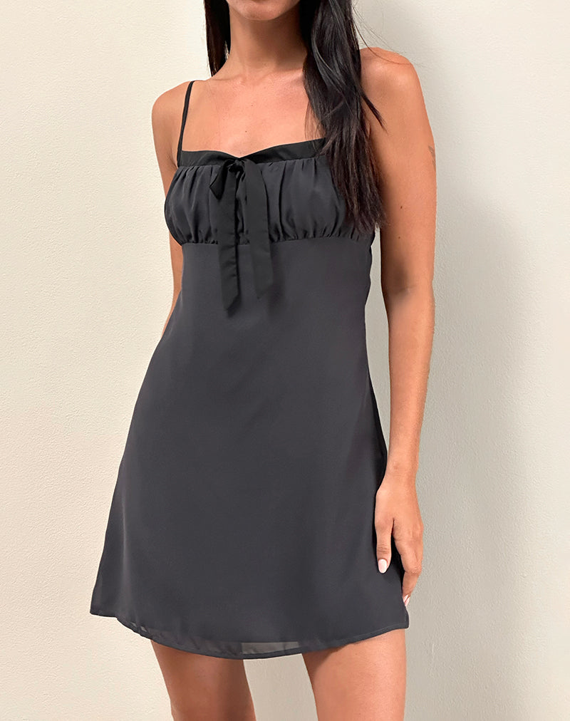 Mini robe Martina en mousseline de soie ardoise