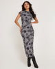 Image de Maruza Midi Dress in Mesh Doodle Flower Grey
