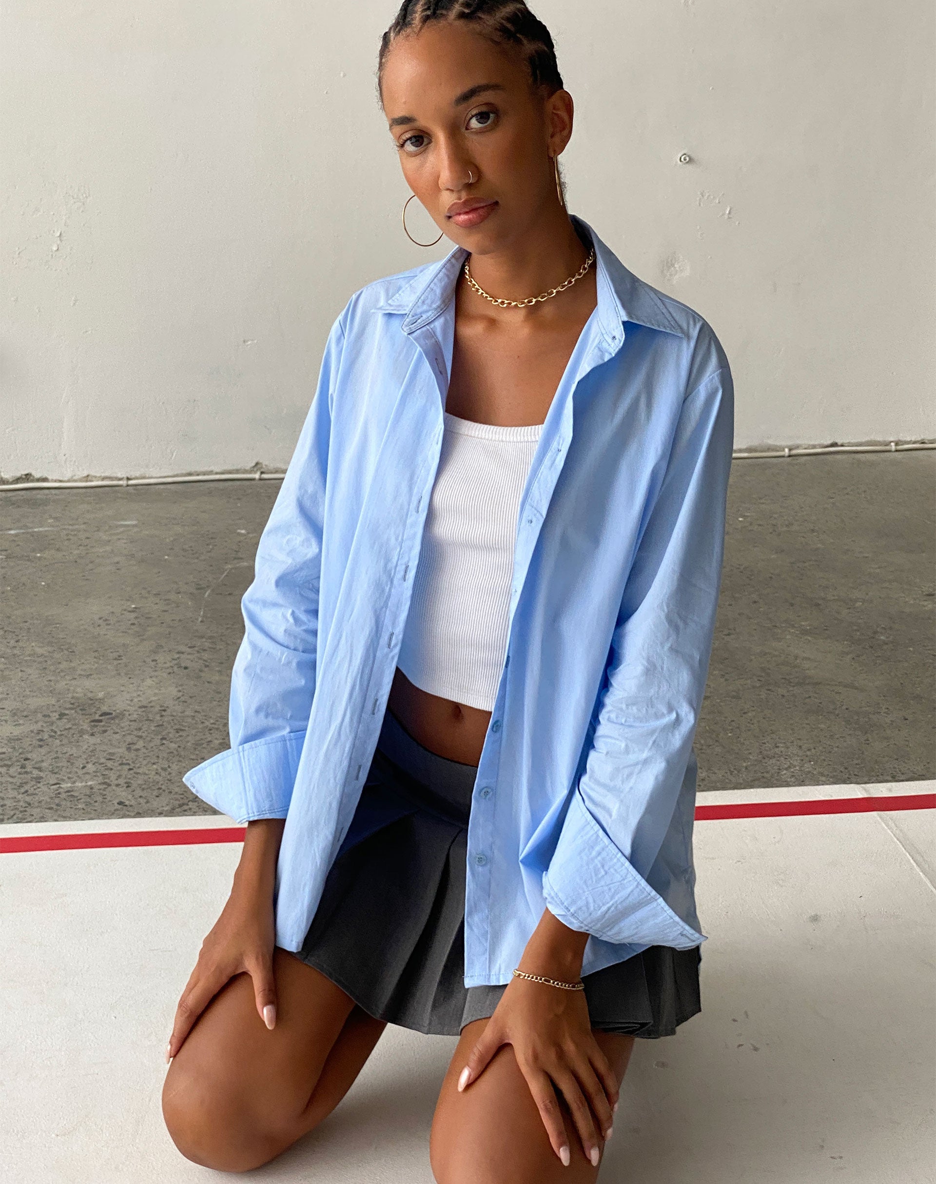 Image de Mavis Button Up Shirt in Poplin Sky Blue