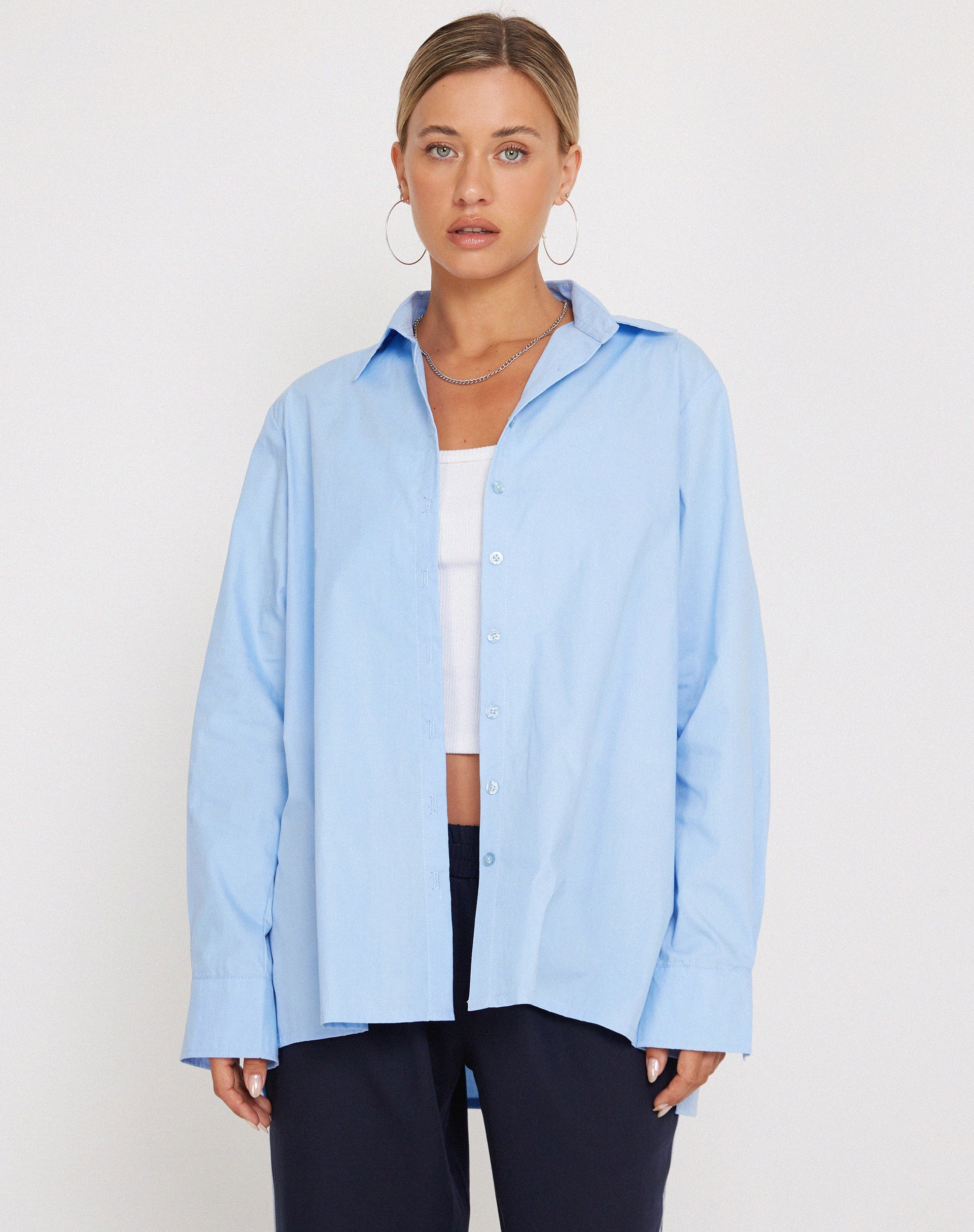 Image de Mavis Button Up Shirt in Poplin Sky Blue