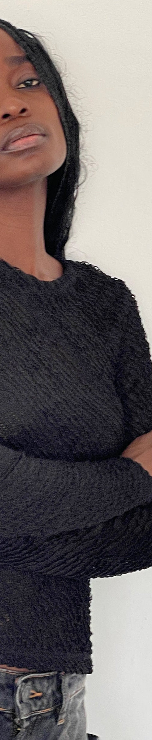 Image de Maya Long Sleeve Top in Textured Black