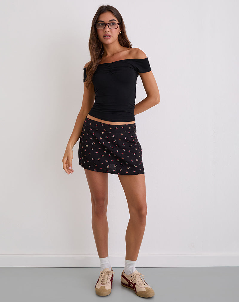 Jupe-culotte Haruto, Ditsy Rose Garden Black