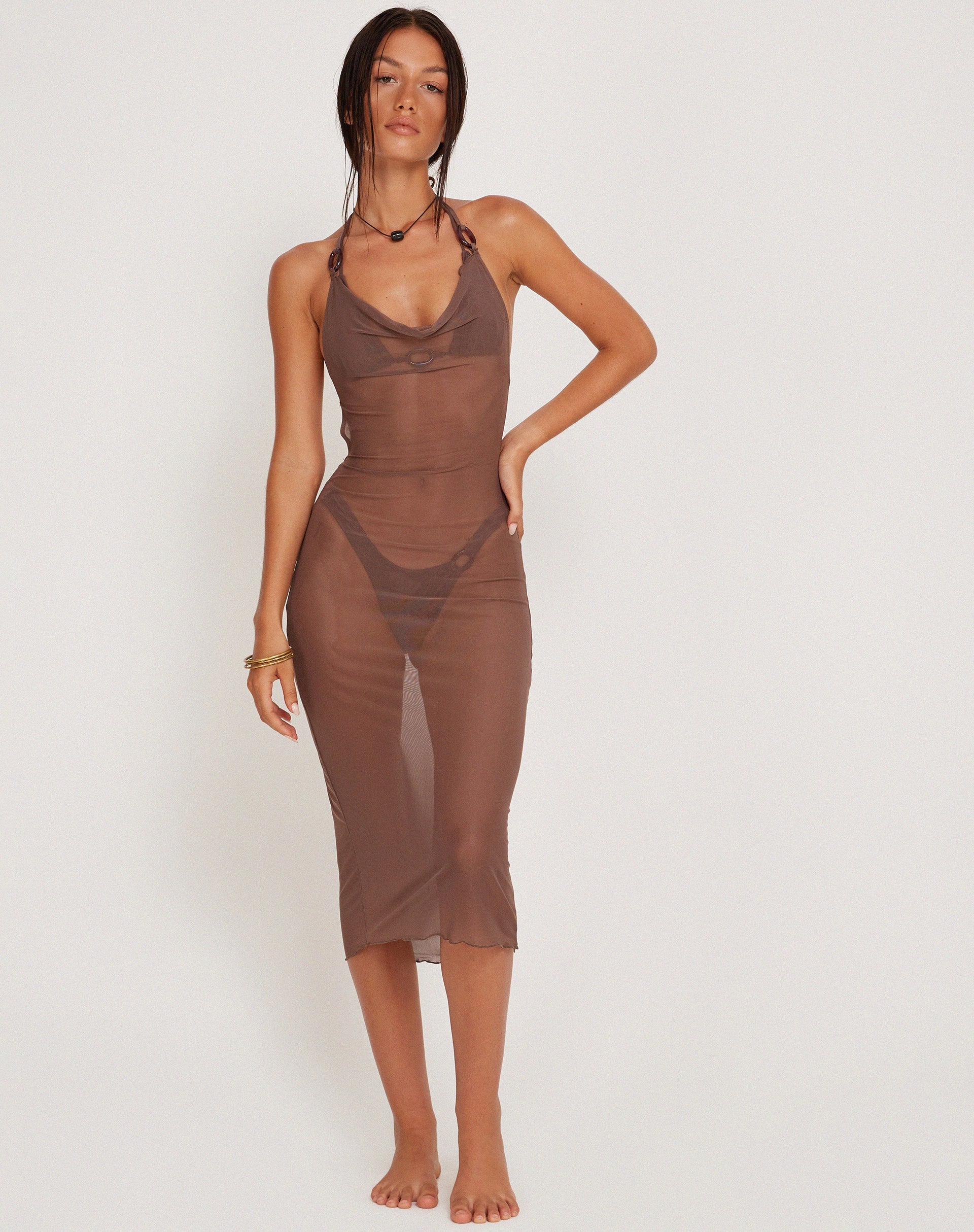 Image de Maysa Midi Dress in Mesh Coffee