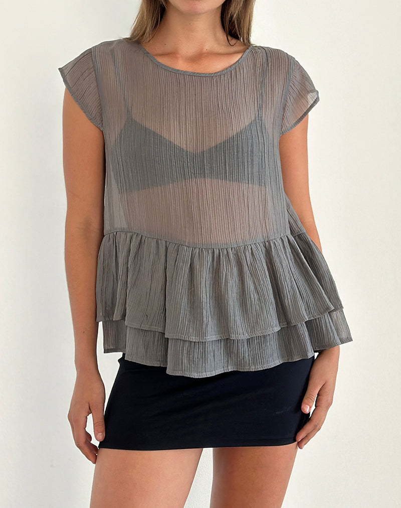 Image de Mayumi Peplum Top in Chiffon Grey