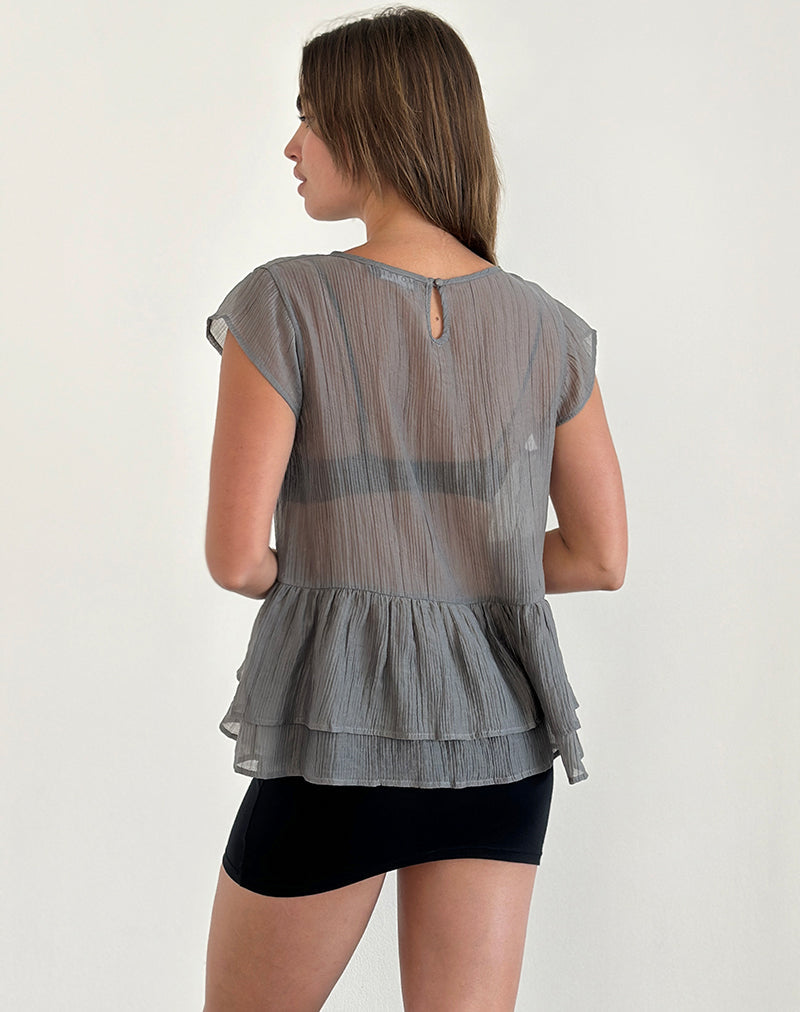 Image de Mayumi Peplum Top in Chiffon Grey