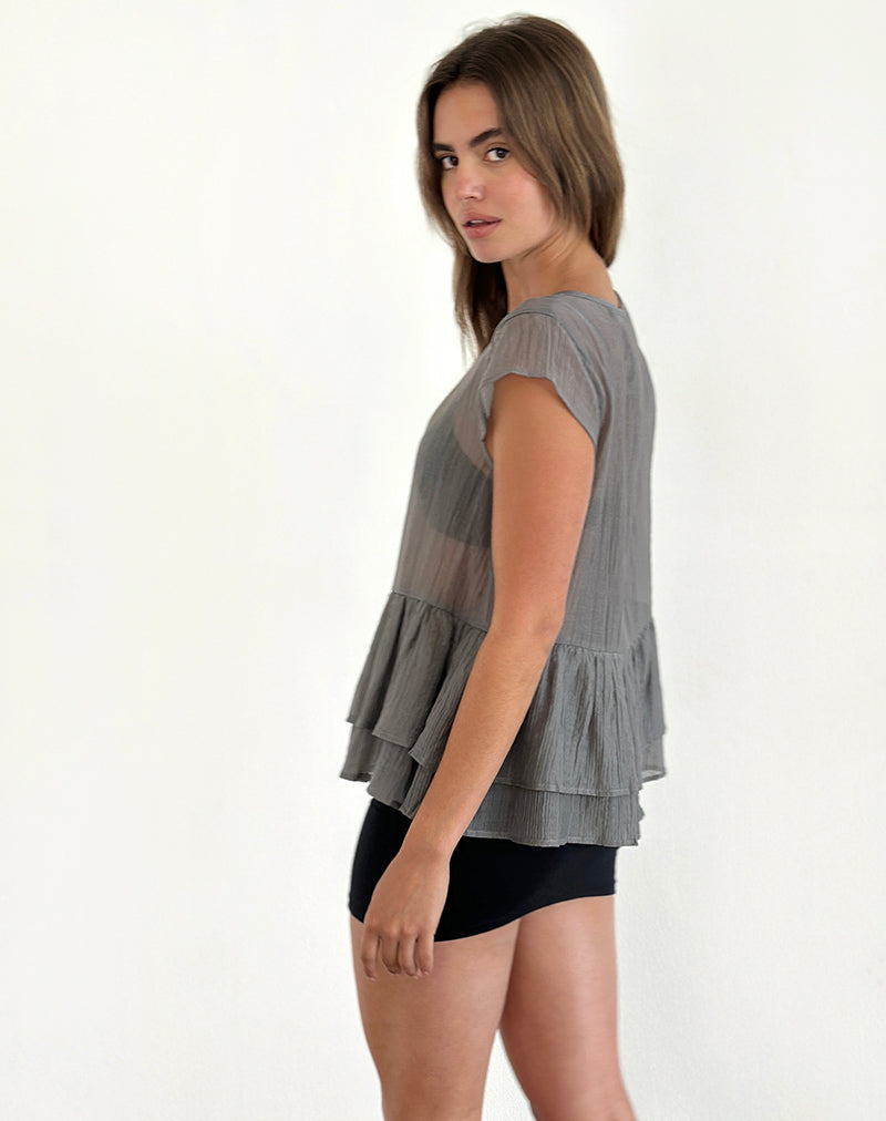 Image de Mayumi Peplum Top in Chiffon Grey