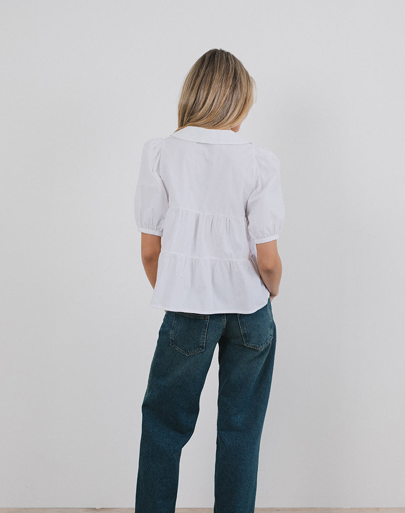 Image de marque de Medda Chemise à manches bouffantes en popeline blanche