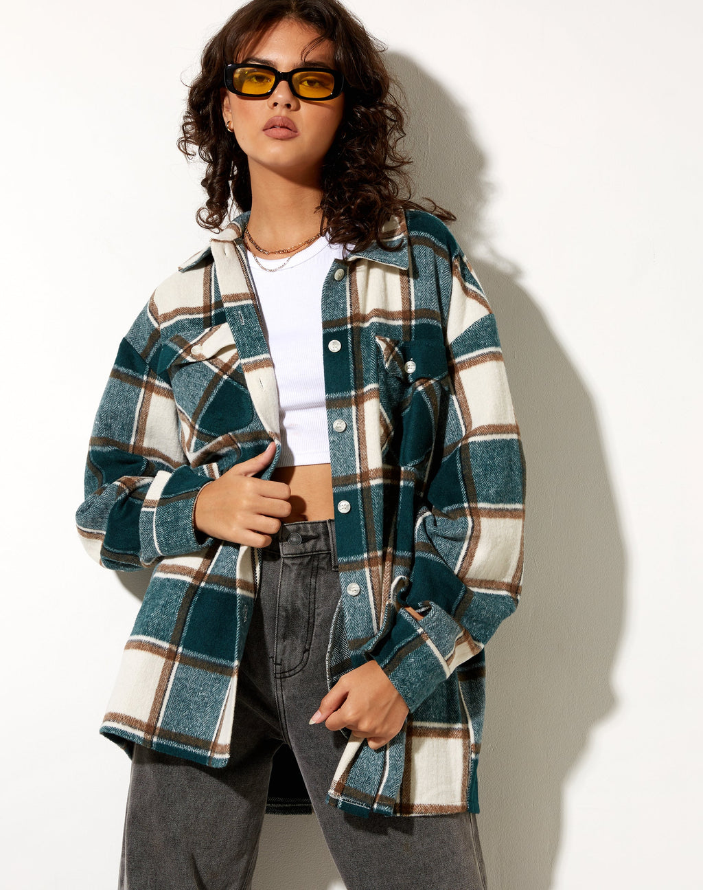 Chemise Medita en vert forêt et marron