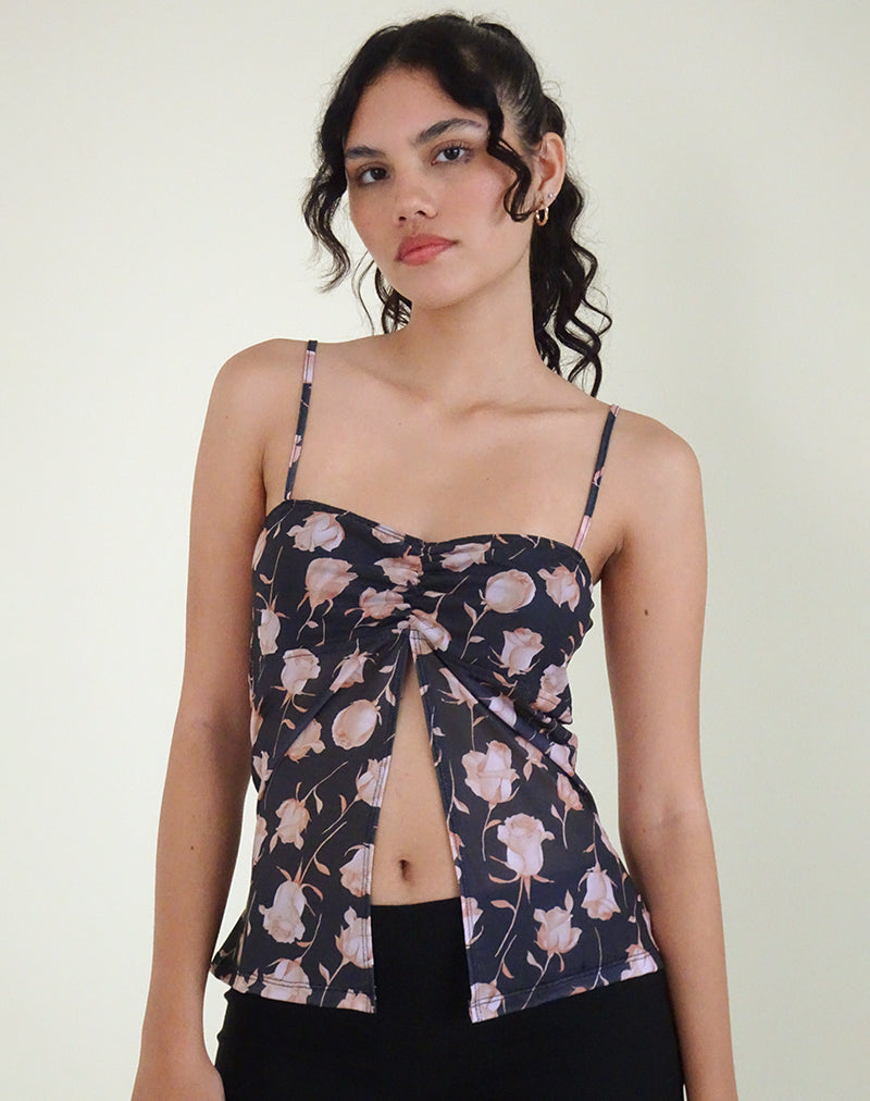 Top Megumi en Falling Rose Jet Black