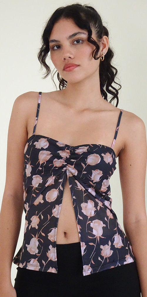 Image de Megumi Top in Falling Rose Jet Black