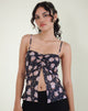 Image de Megumi Top in Falling Rose Jet Black
