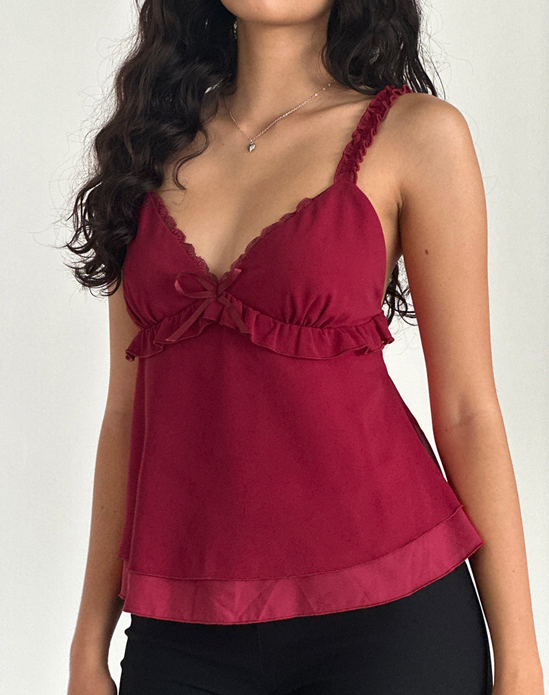 Image de Melinda Frill Cami Top in Chiffon Deep Red