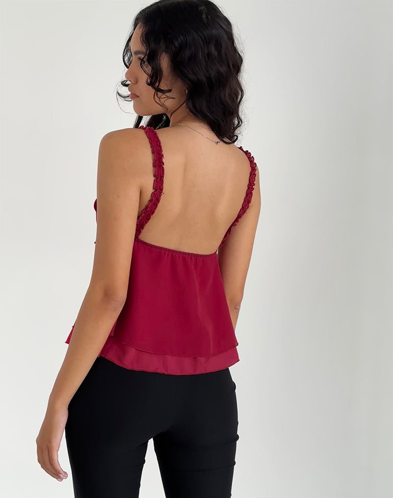 Image de Melinda Frill Cami Top in Chiffon Deep Red