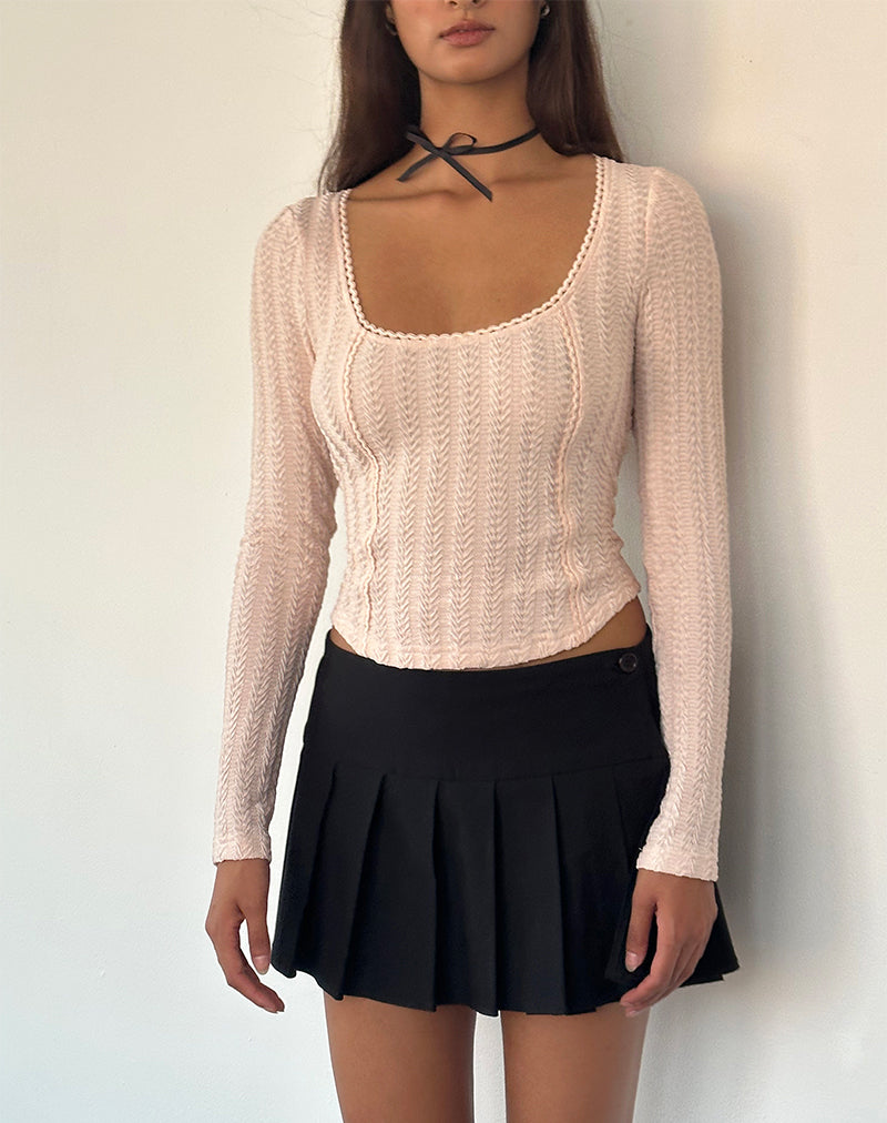 Melissa Textured Long Sleeve Top in Light Peach (Top à manches longues texturées de Melissa)