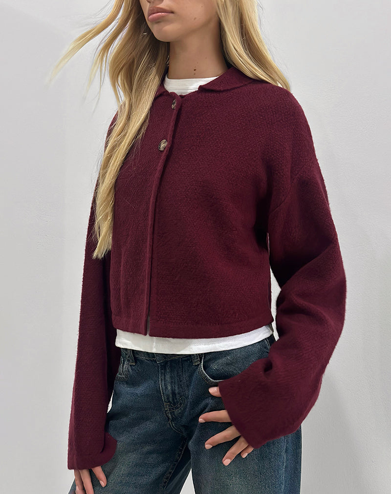 Image de Merril Cardigan à col en maille Vin