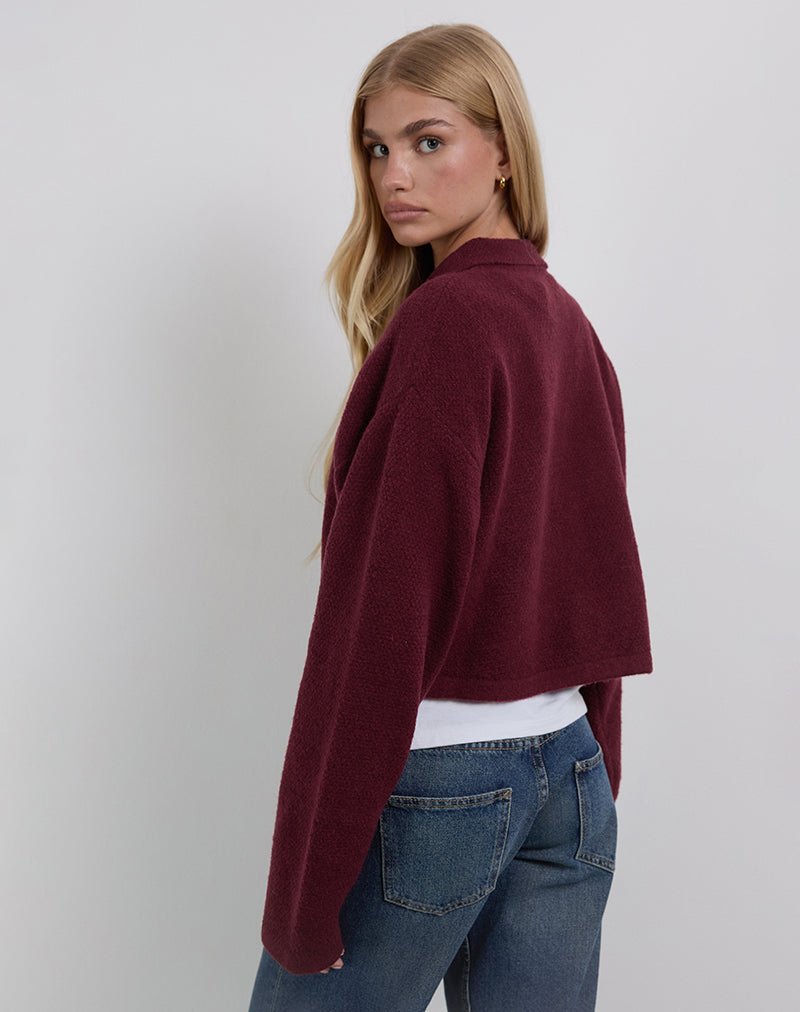 Image de Merril Cardigan à col en maille Vin