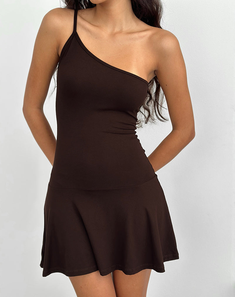 Messac - Robe asymétrique en jersey de rayonne - Chocolat amer