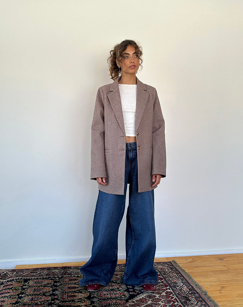 Image de Messeir Blazer en fausse laine en noyer