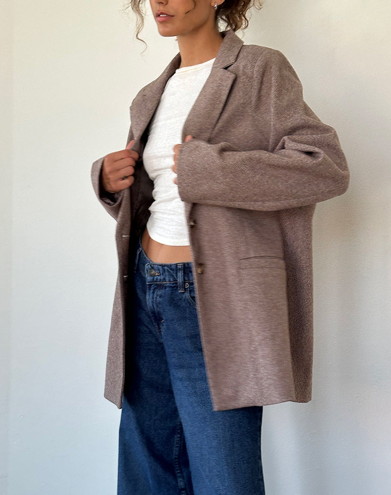Image de Messeir Blazer en fausse laine en noyer