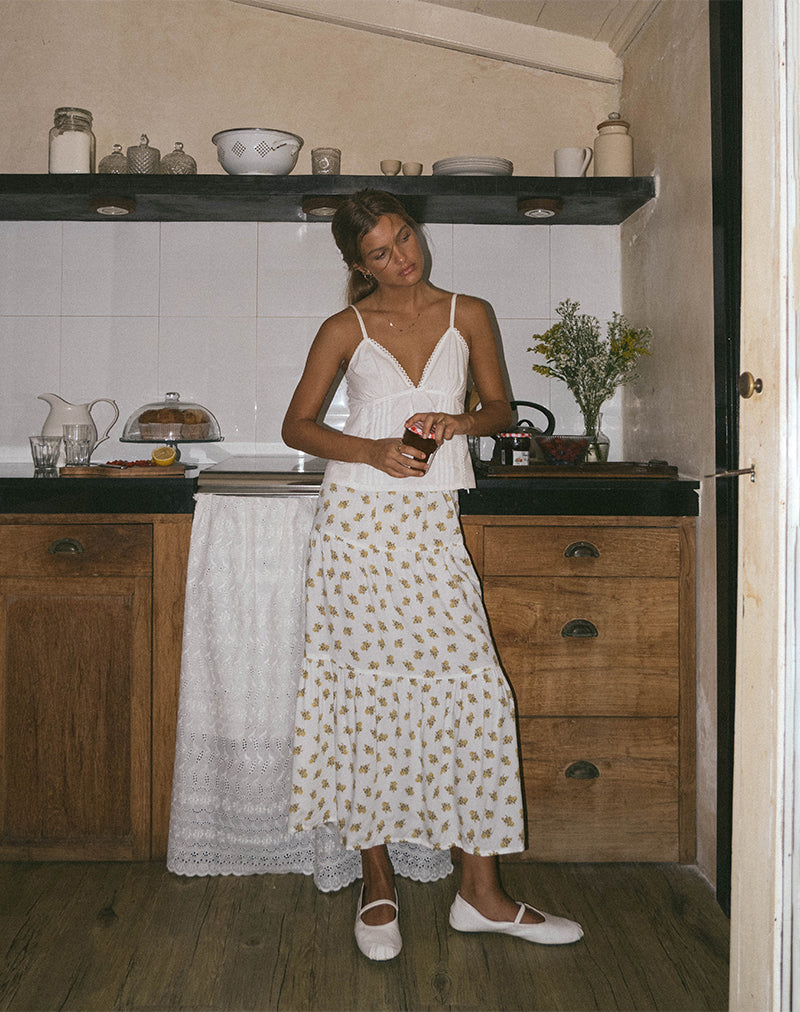 Jupe midaxi, Funshine Floral Off White