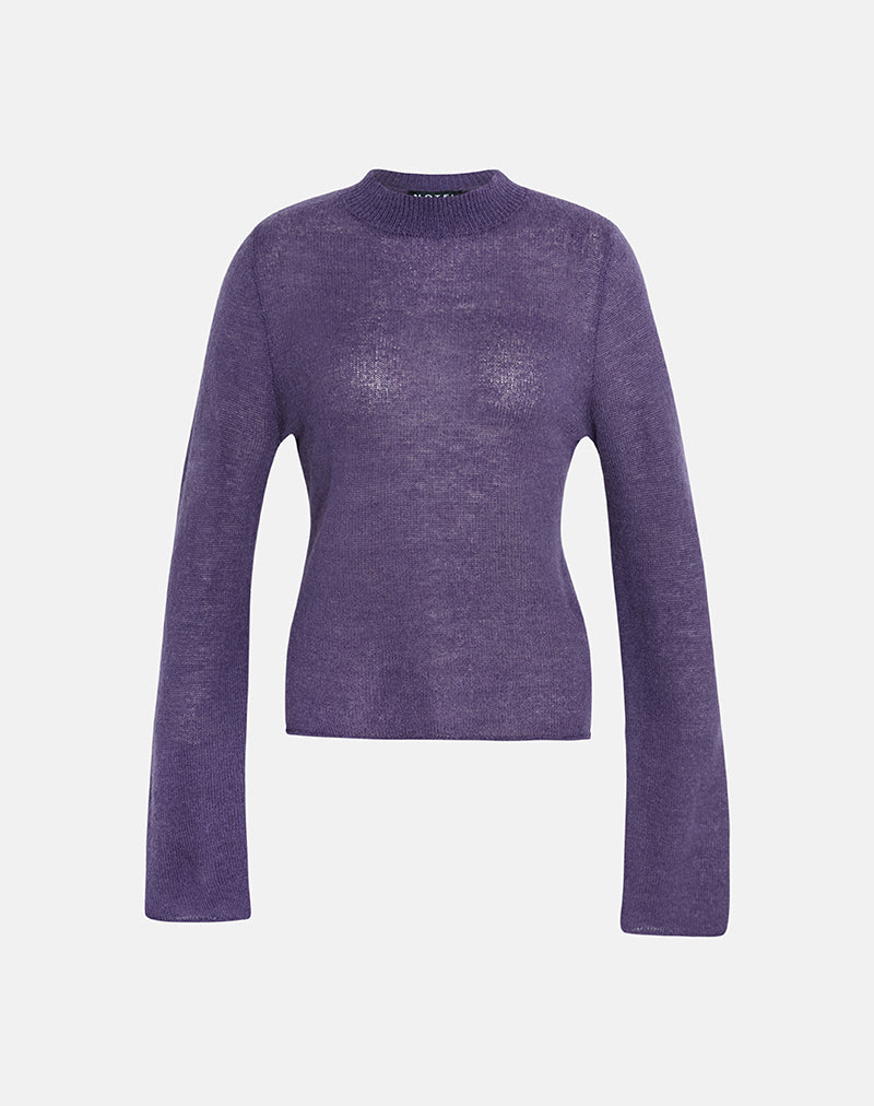 Image de Miku Long Sleeve Top in Sheer Knit Purple