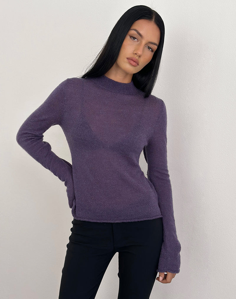 Image de Miku Long Sleeve Top in Sheer Knit Purple
