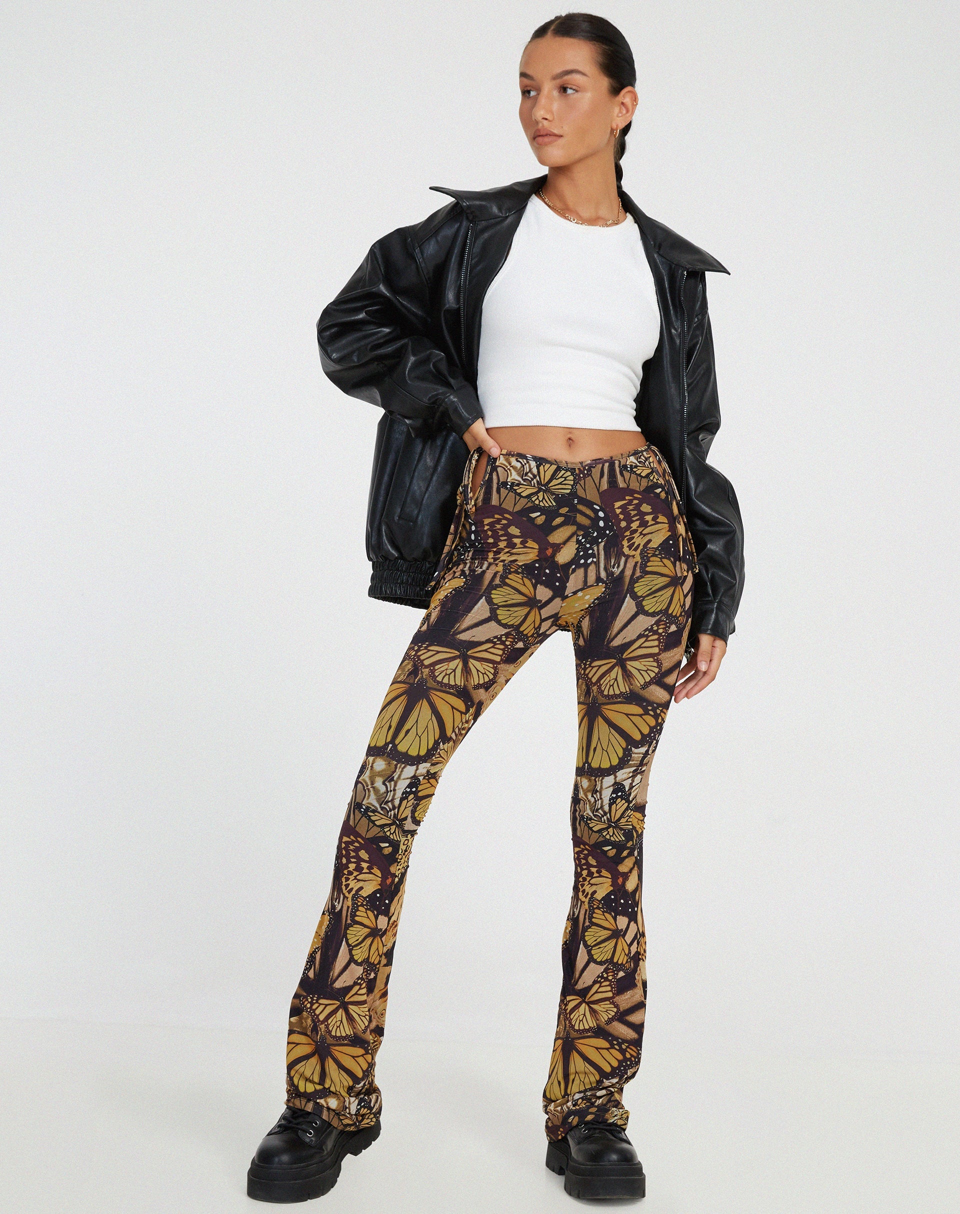 Image du pantalon évasé Mileri en or papillon