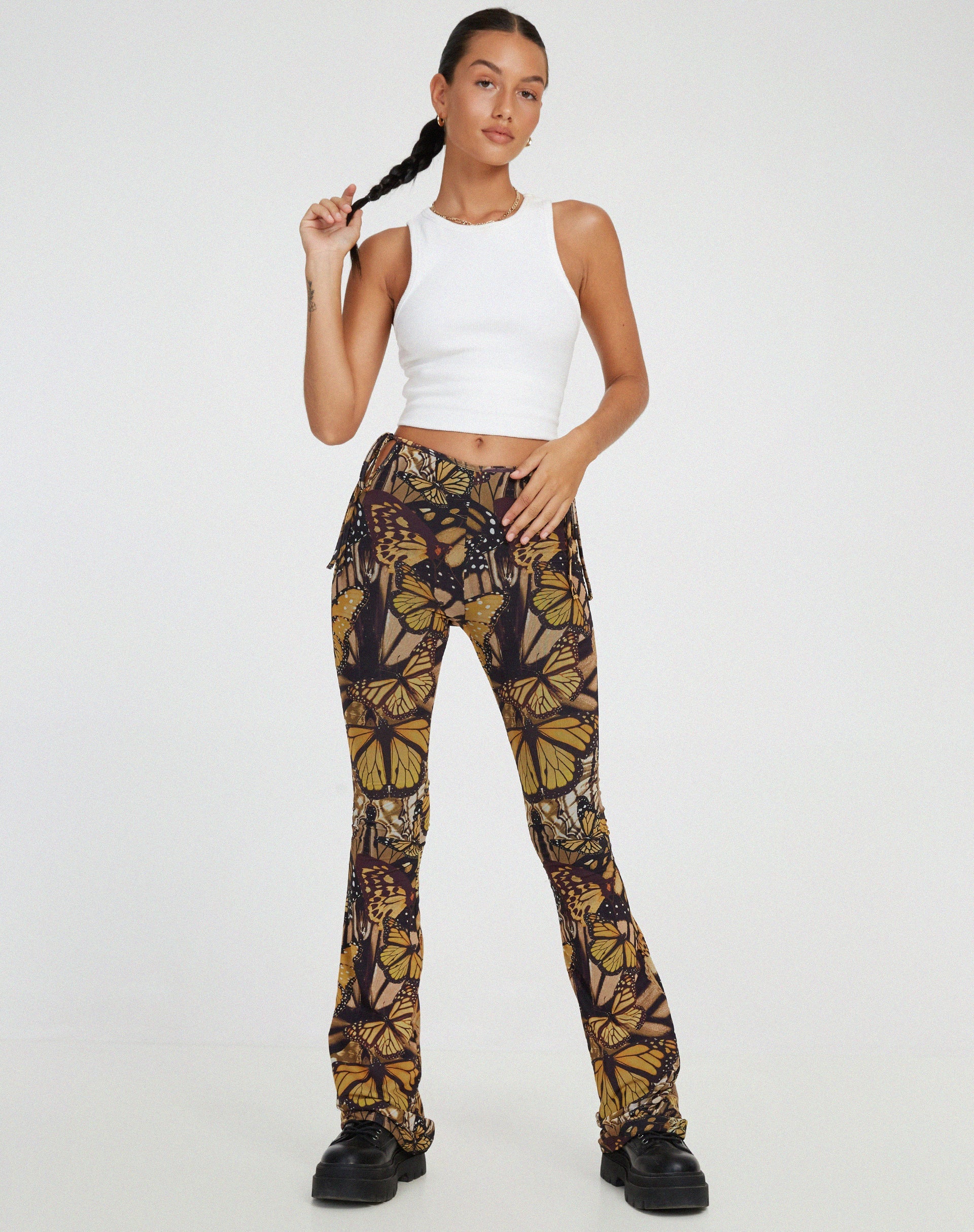 Image du pantalon évasé Mileri en or papillon