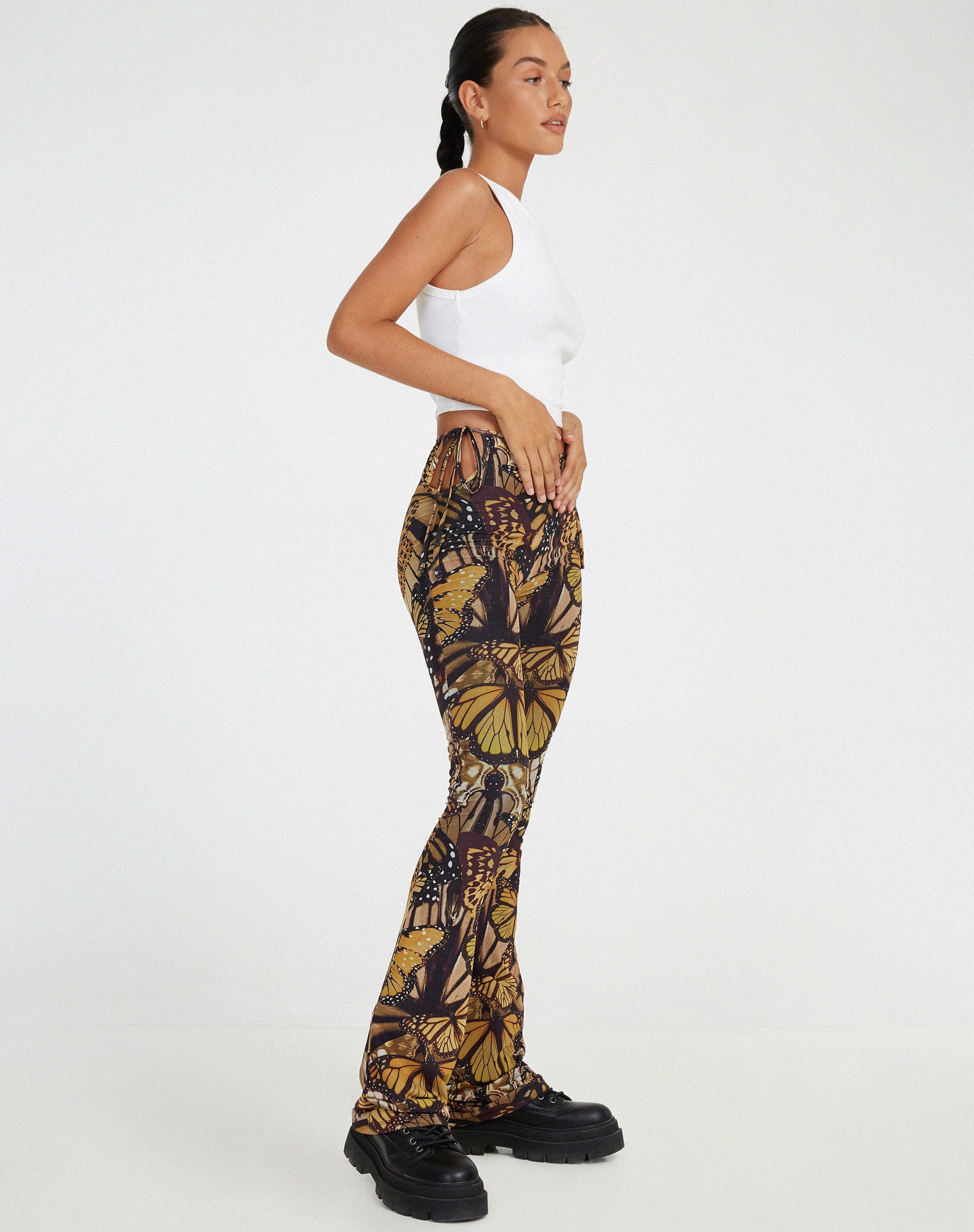 Image du pantalon évasé Mileri en or papillon
