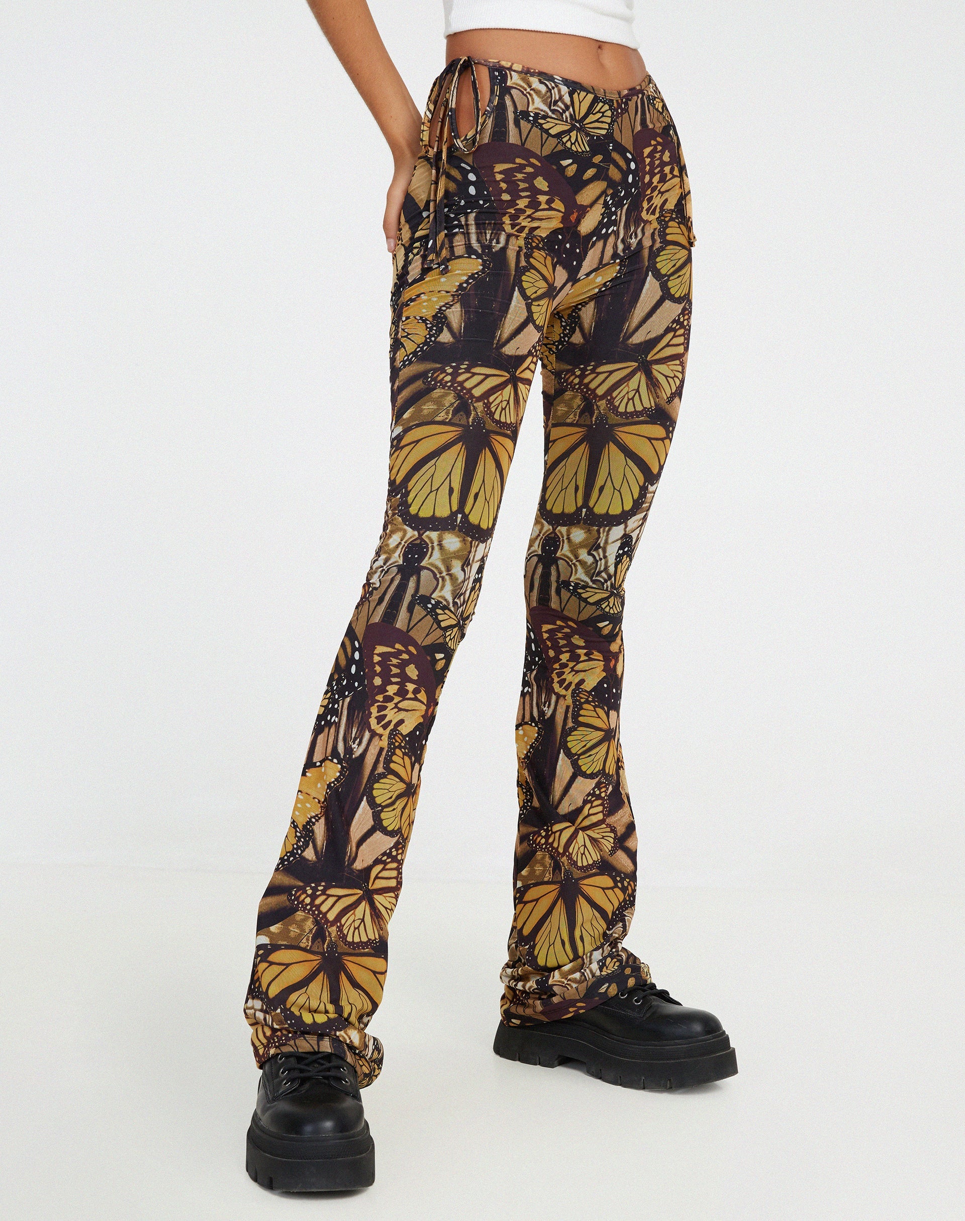 Image du pantalon évasé Mileri en or papillon