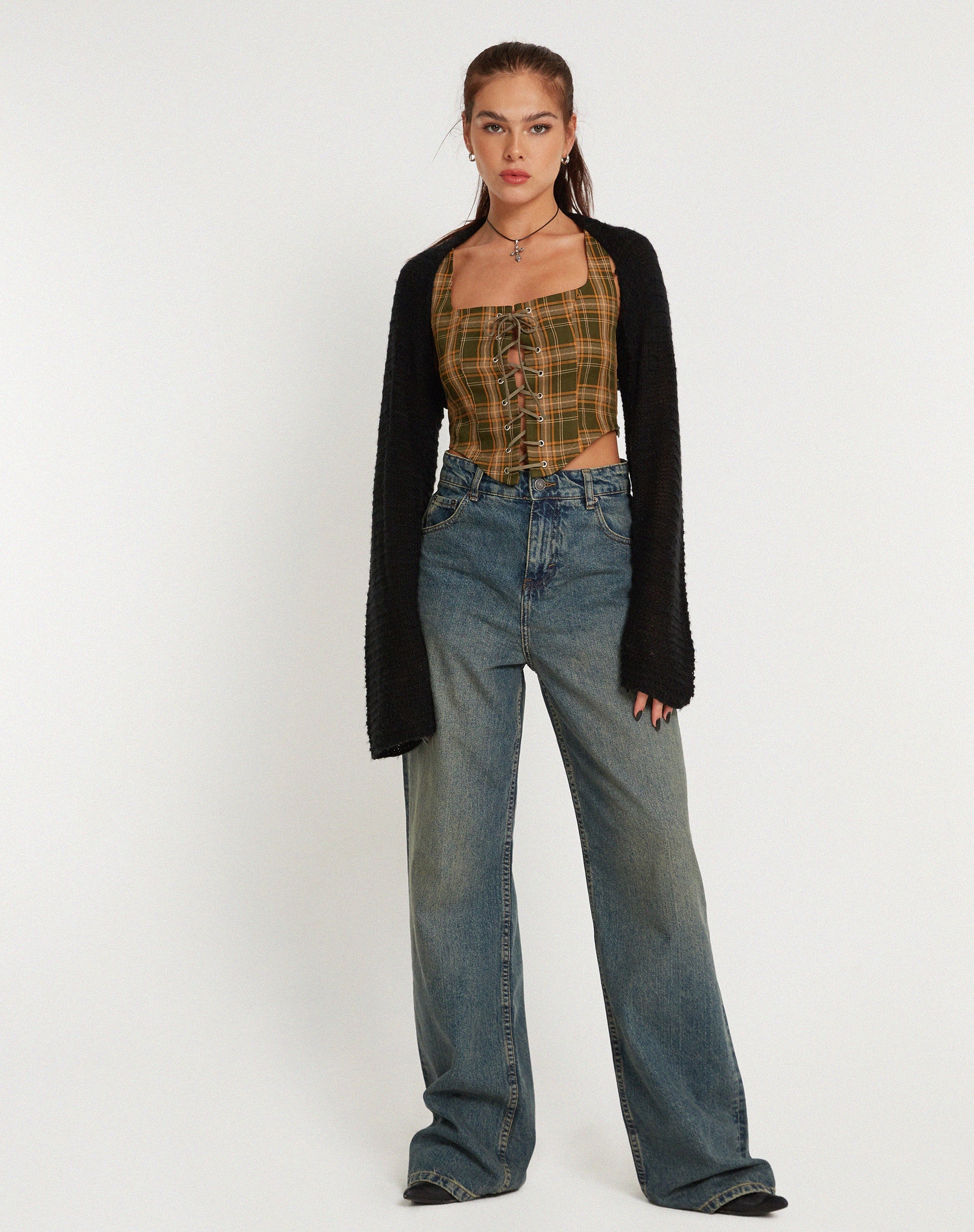 Image de Milton Corset Top in Tartans Green Brown