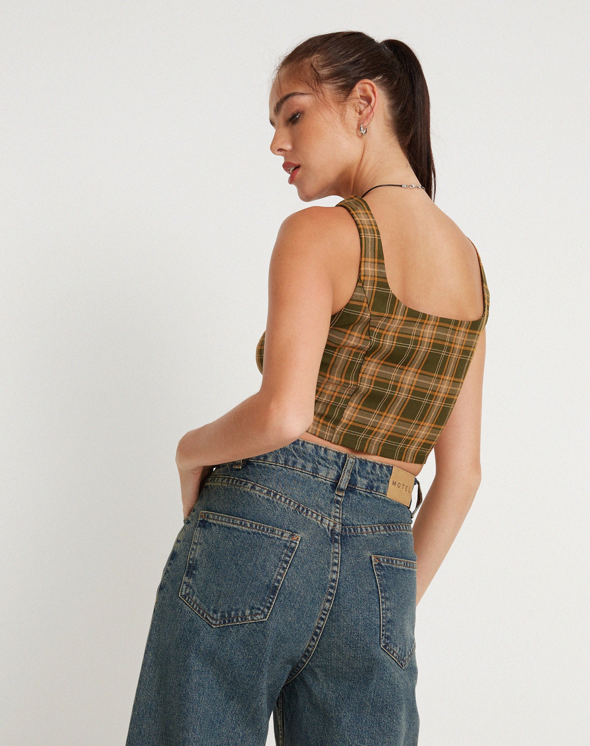 Image de Milton Corset Top in Tartans Green Brown