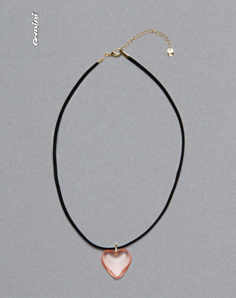 Image de Mimi Collier coeur en verre rose