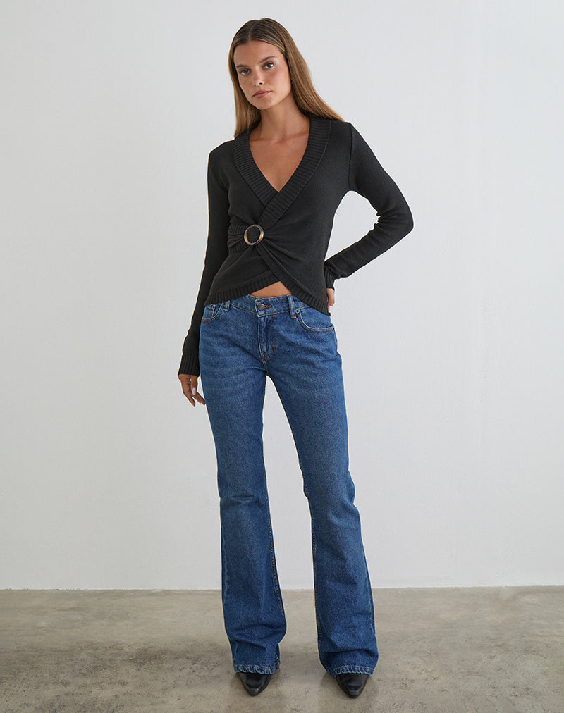 Image du haut Minara avec boucle en résine, en tricot noir