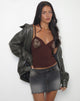 Image de Mione Top en chocolat amer avec broderie florale