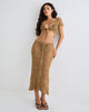 Image de Diora Tie Front Skirt in Crochet Camel