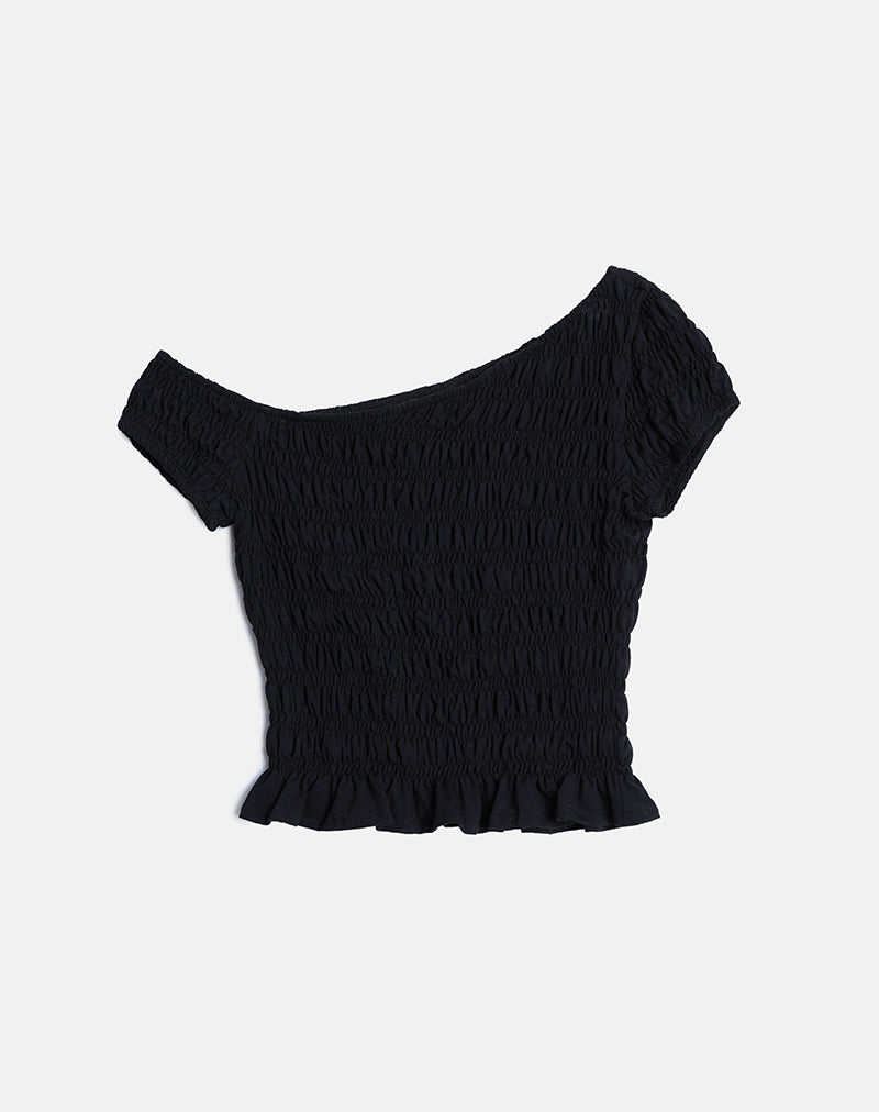 Image de Mirita Shirred Top in Black