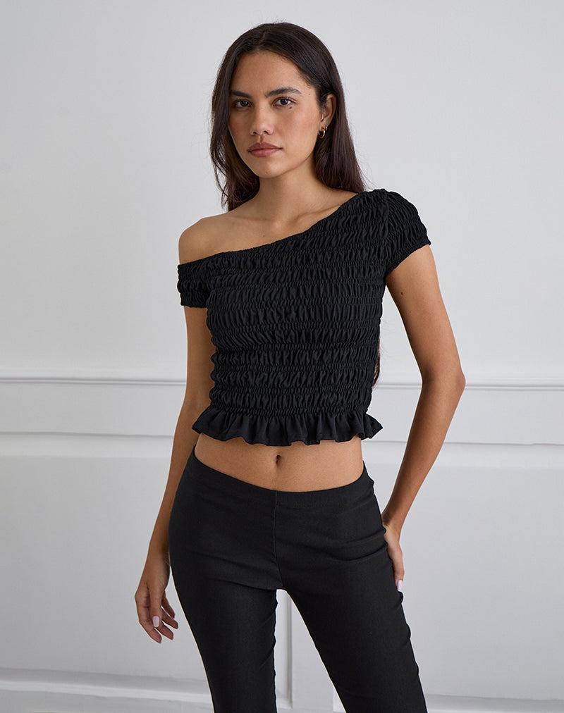 Image de Mirita Shirred Top in Black