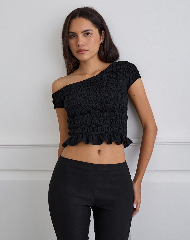 Image de Mirita Shirred Top in Black