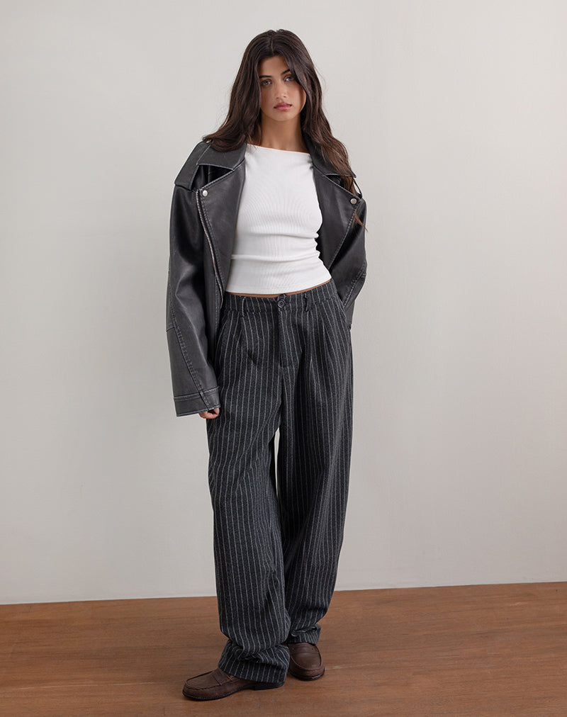 Pantalon large Misha à rayures noires
