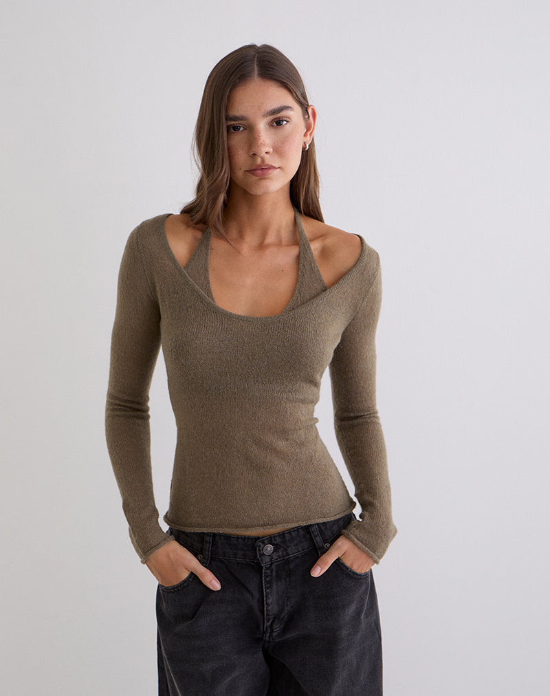 Misora Top in Sheer Knit Taupe