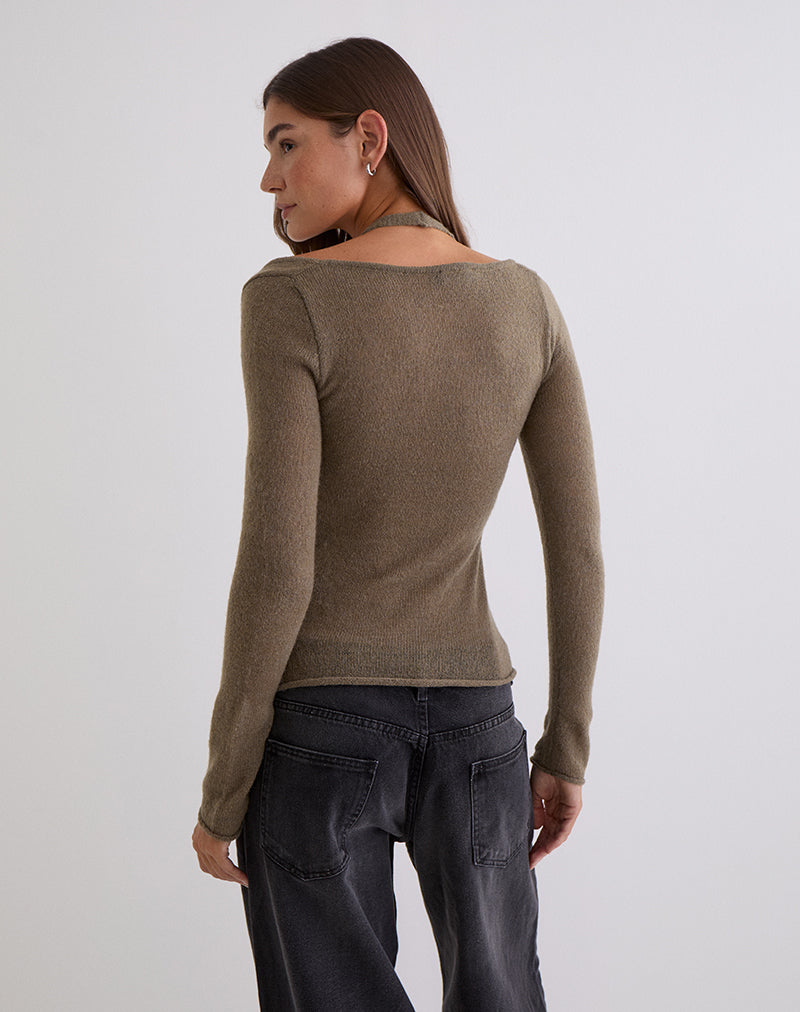 Image of Misora Top in Sheer Knit Taupe