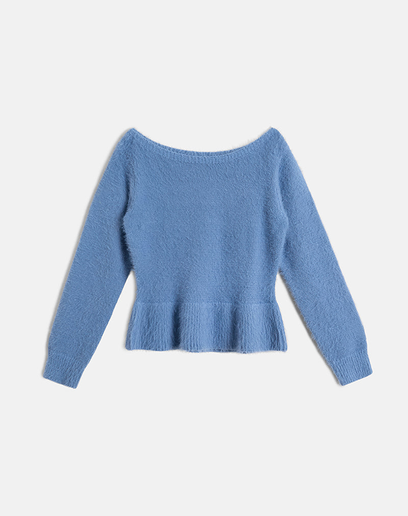 Image de Mizuki Bardot Top in Knit Dusty Blue