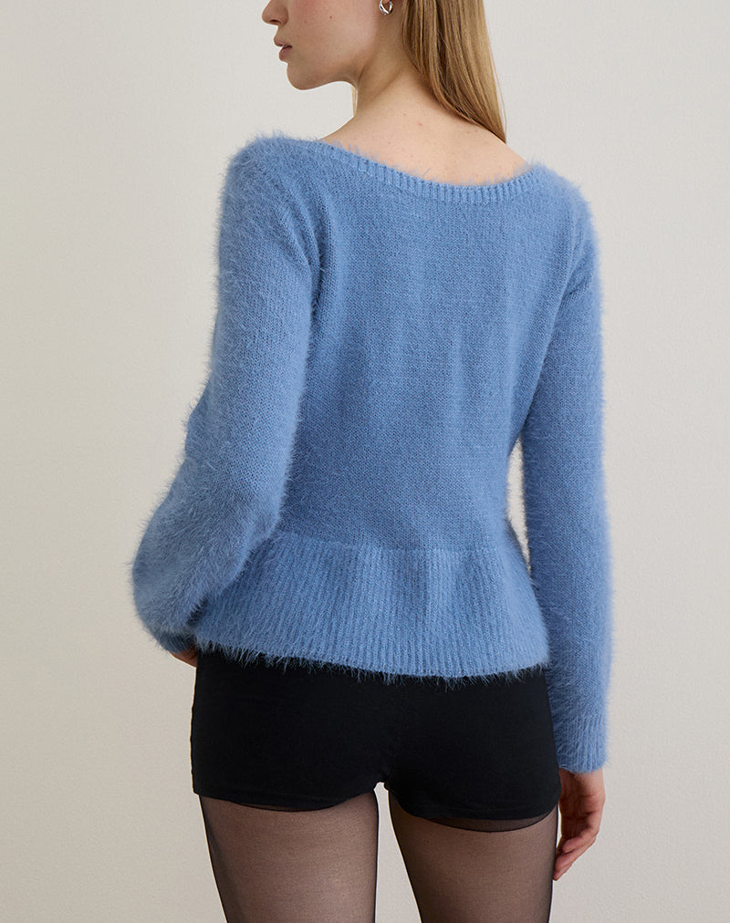 Image de Mizuki Bardot Top in Knit Dusty Blue