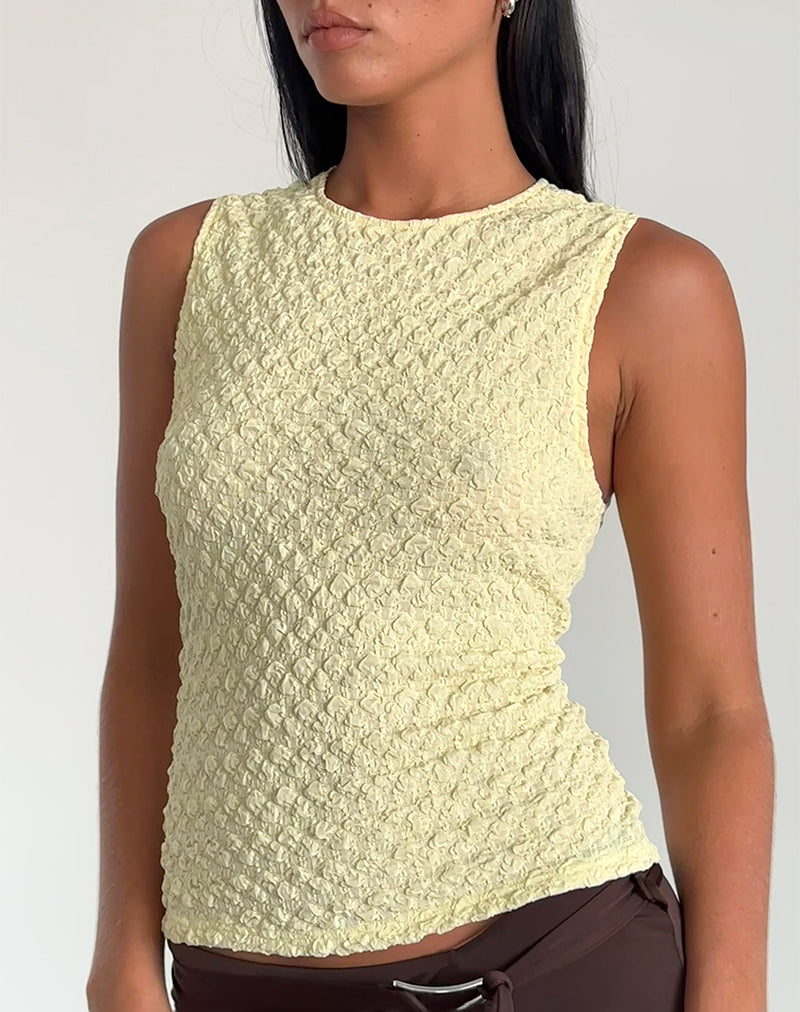 Image de Mohala Top in Bubble Knit Soft Yellow