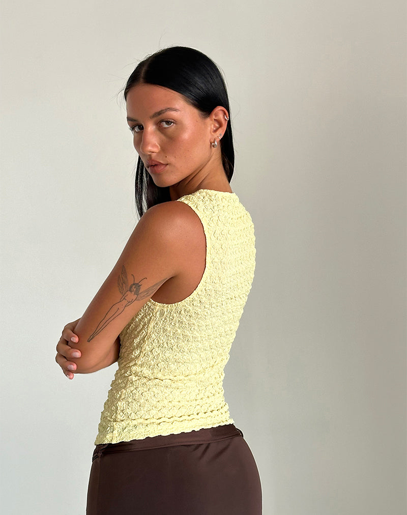 Image de Mohala Top in Bubble Knit Soft Yellow