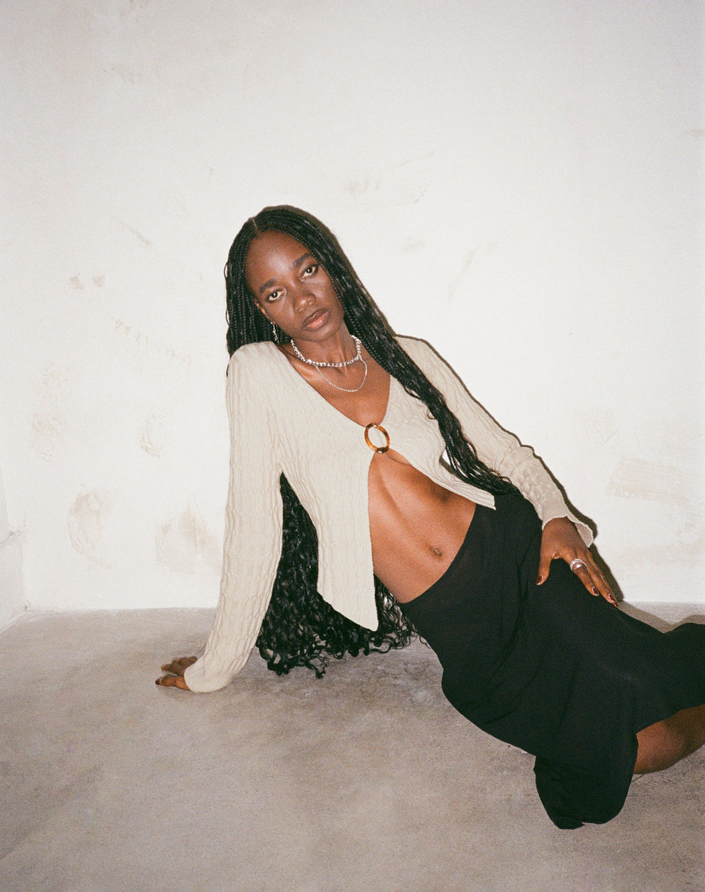 Mohara Long Sleeve Butterfly Top in Neutral Knit (Top papillon à manches longues en tricot neutre)